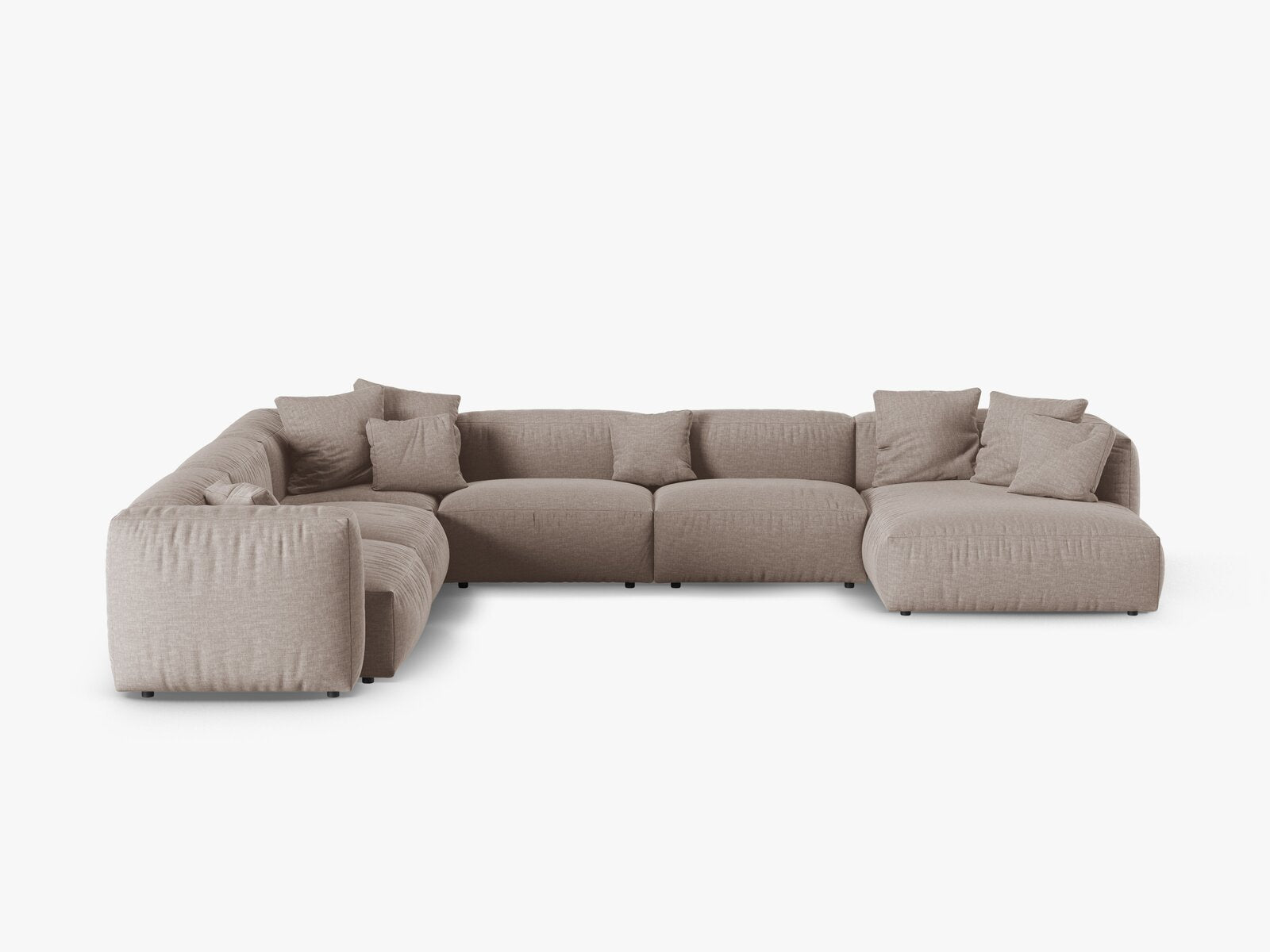 Micadoni modulares Ecksofa XL Martina 6-Sitzer 90cm Sitztiefe Links Strukturierter Stoff Boston Dunkelbeige