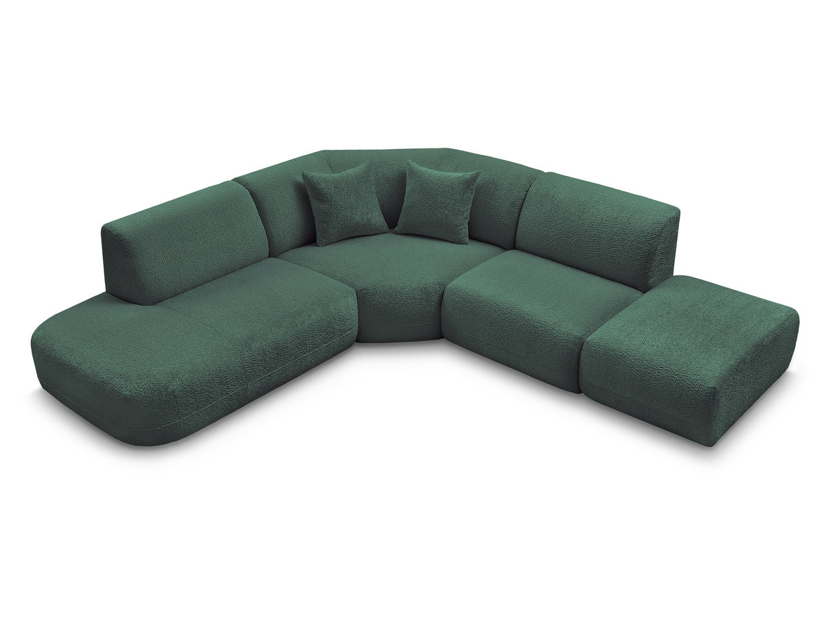 Bobochic Anda Ecksofa 279 × 264 cm Chenille Dunkelgrün Ecke links