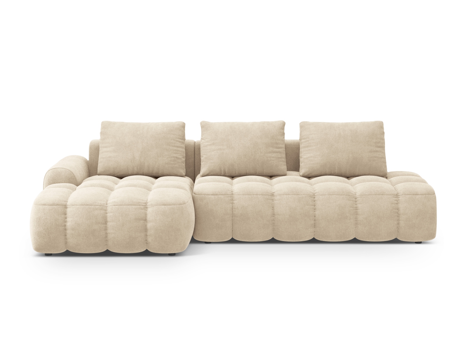 Cosmopolitan Design Ecksofa Linz 3-Sitzer offen mit Schlaffunktion Samt Vogue Helles Beige Links