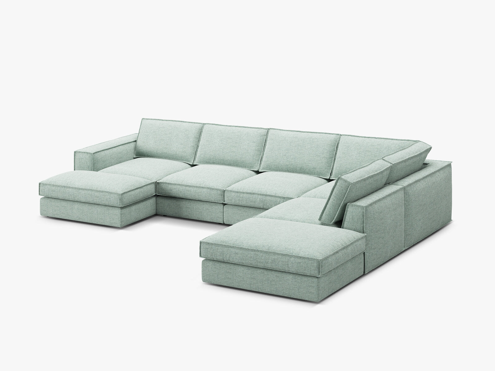 Micadoni modulares Panorama Ecksofa Pola 5-Sitzer Rechts Strukturierter Stoff Babel Minze