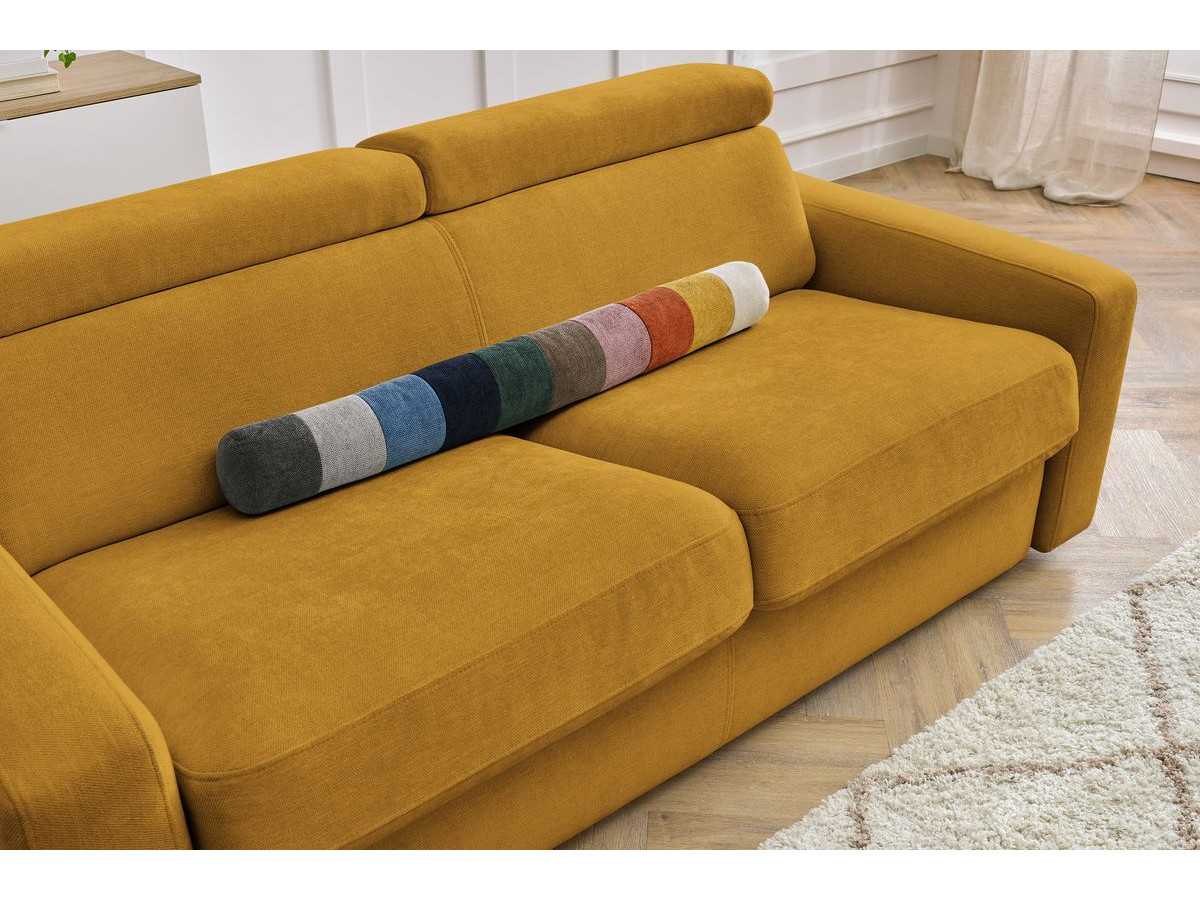 Bobochic Monaco Schlafsofa 3-Sitzer Stoff Gelb, Liegefläche 140 × 190 cm