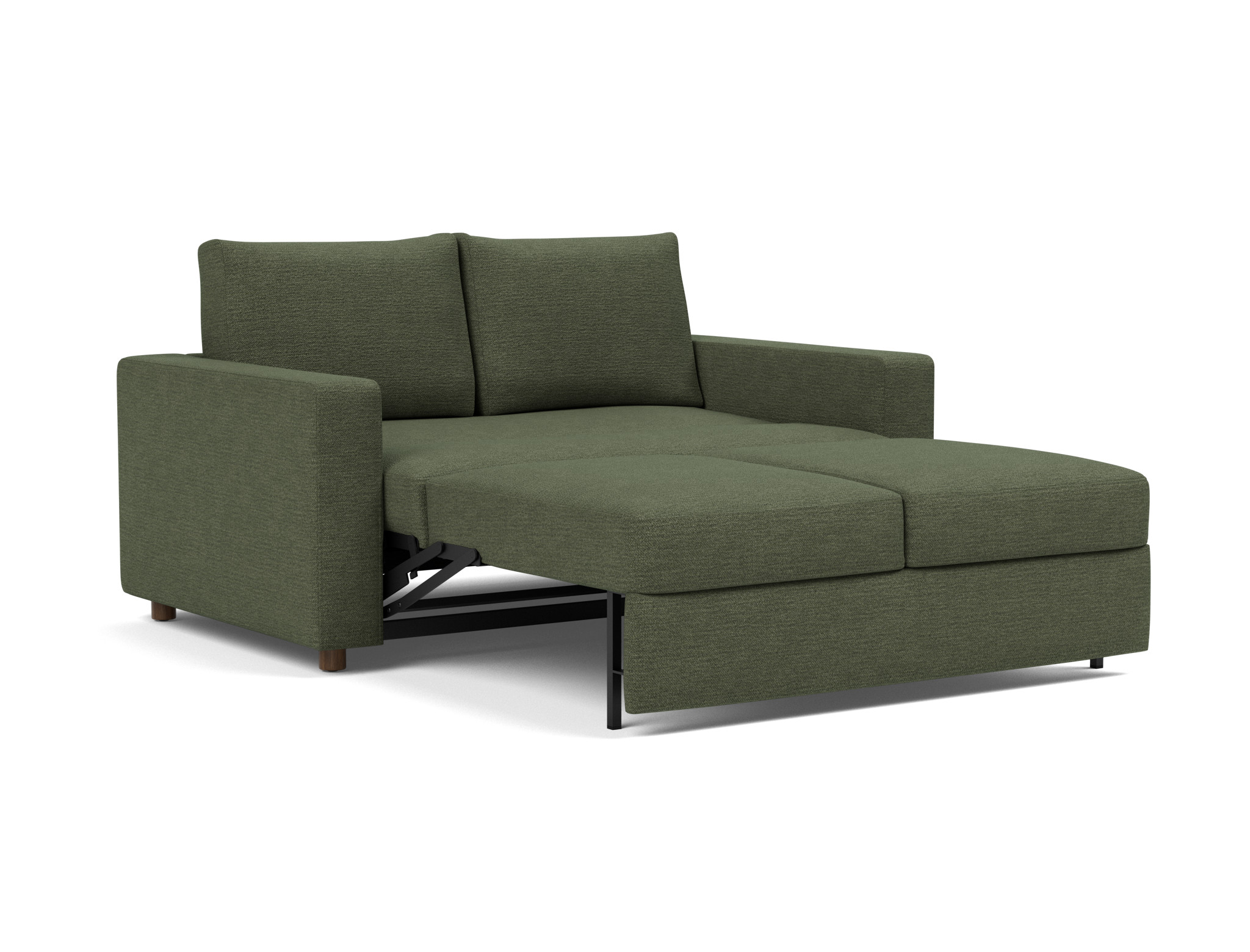 Schlafsofa Neah mit Standard-Armlehnen 140 Strukturierter Stoff Taura 353-Forest