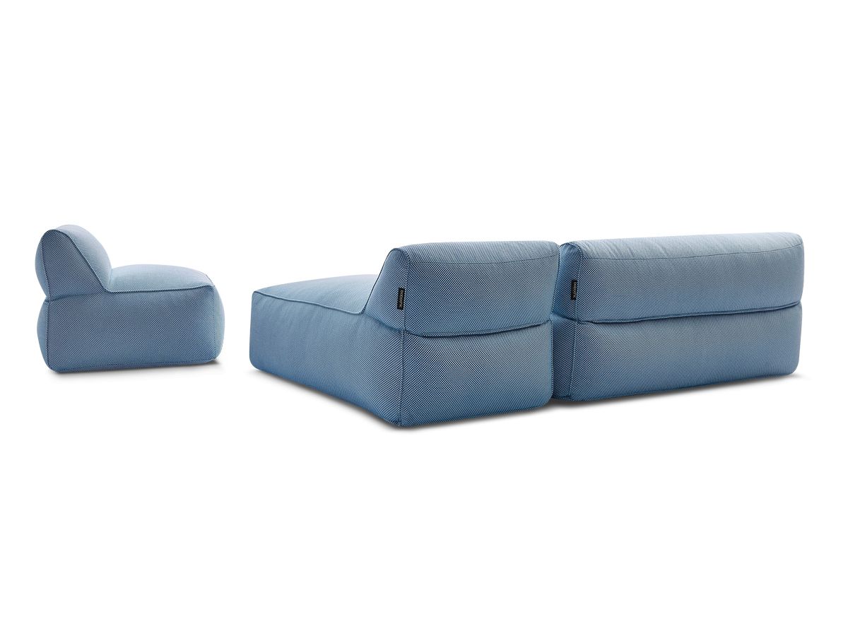 Bobochic Riviera Gartensofa 5-Sitzer mit Pouf Melange-Stoff Dunkelblau