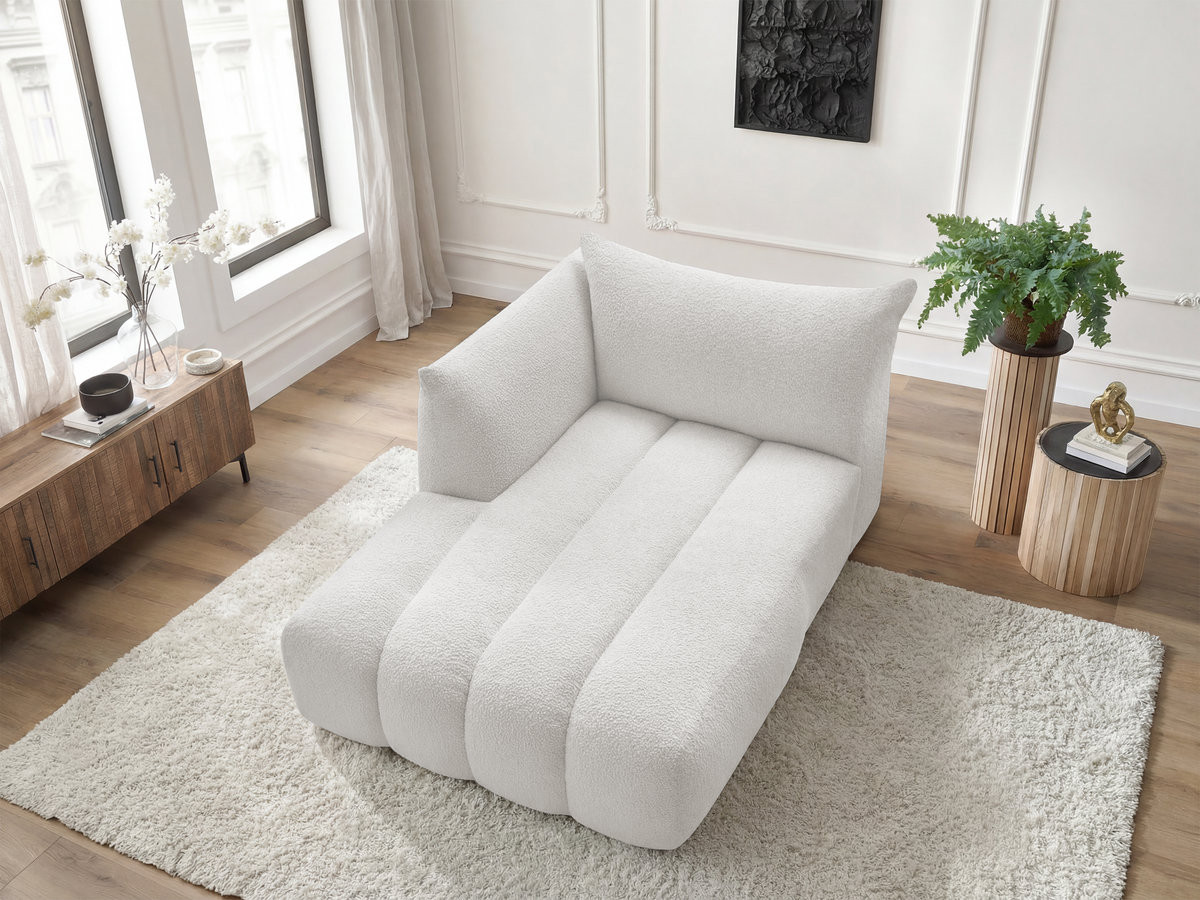 Bobochic Azra Méridienne-Modul Bouclé-Stoff Weiß Ecke links