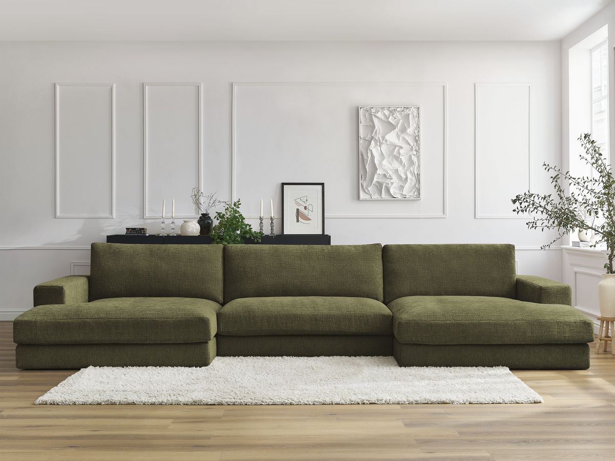 Bobochic Leonard Wohnlandschaft 404 × 159 cm Strukturstoff Grün