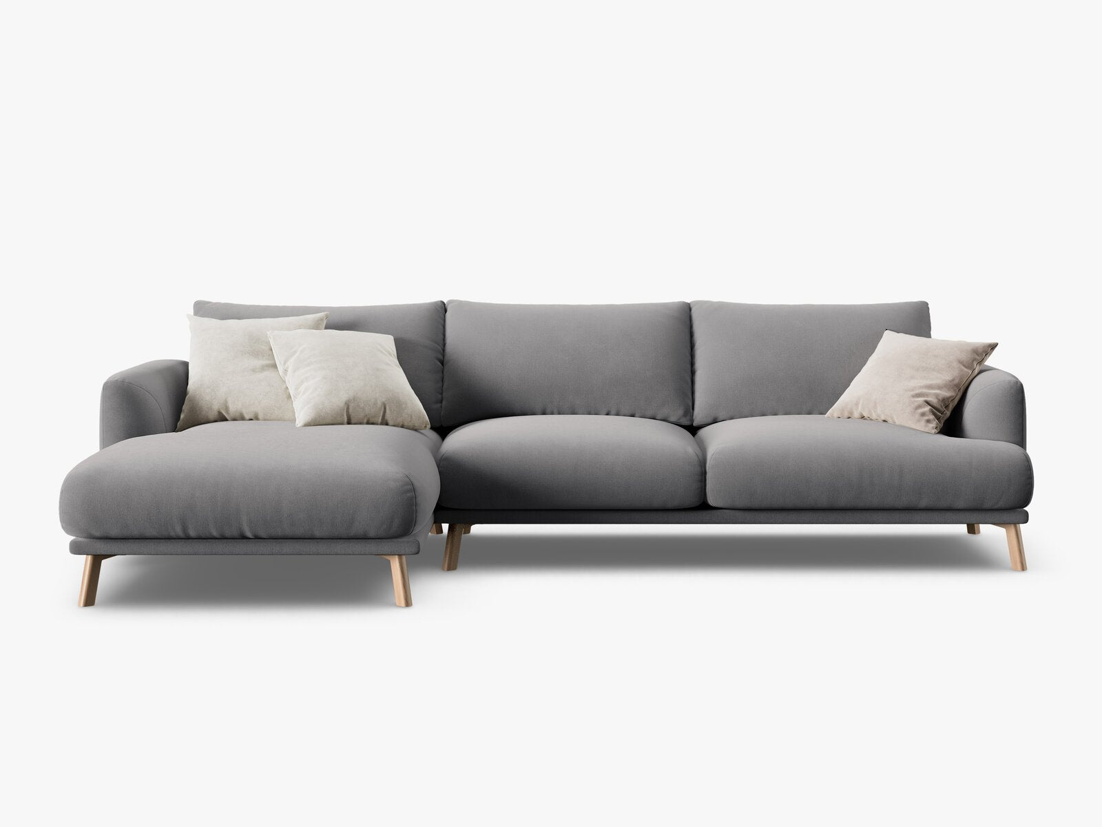 Micadoni Ecksofa Naomi 4-Sitzer Links Samt Salvador Grau