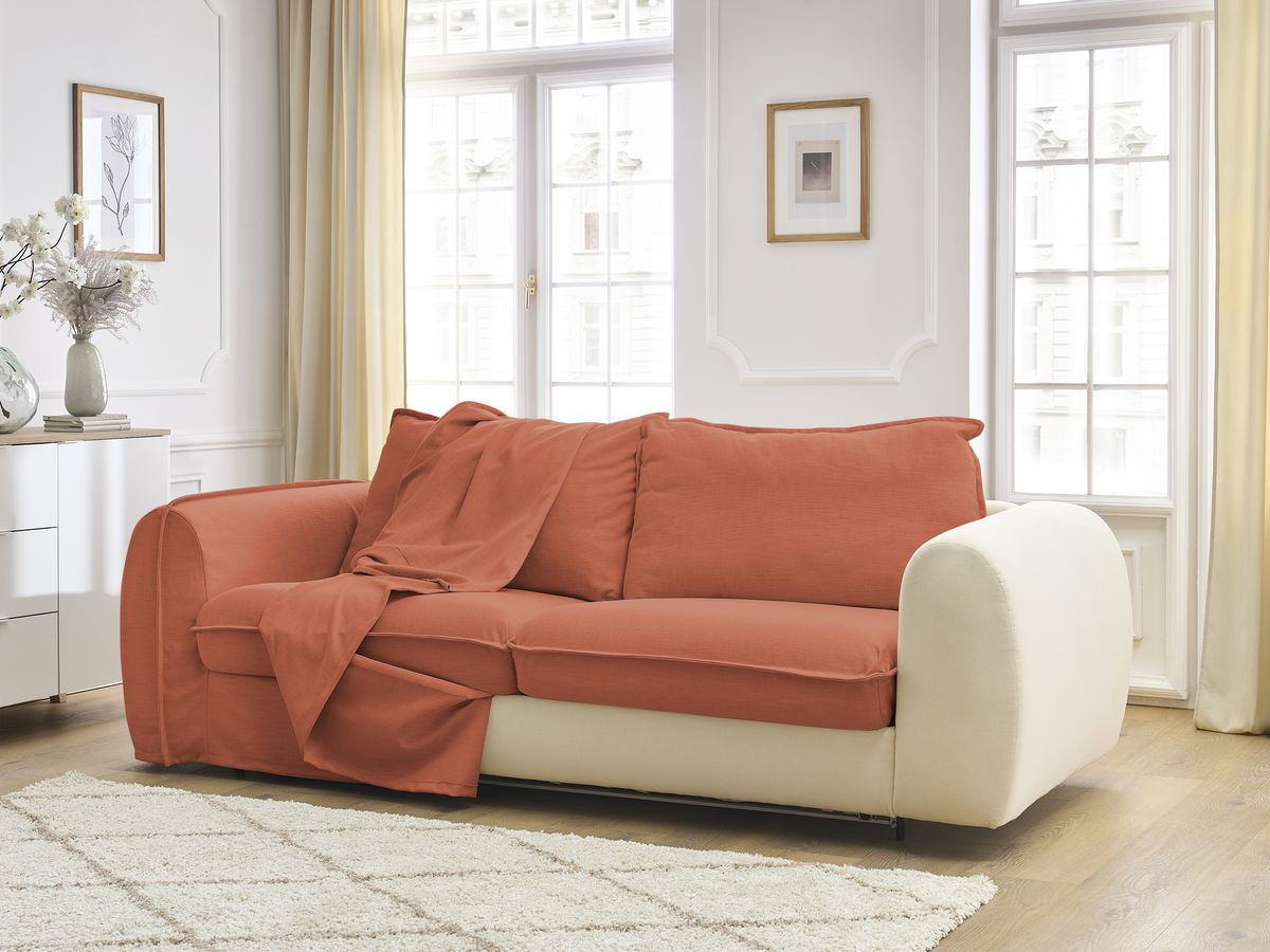 Bobochic Archimede Schlafsofa 3-Sitzer Stoff Orange, Liegefläche 160 × 194 cm