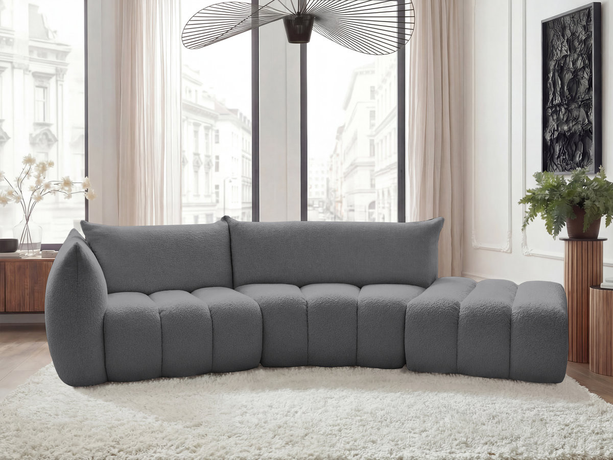Bobochic Azra Ecksofa 325 × 112 cm Bouclé-Stoff Dunkelgrau Ecke links