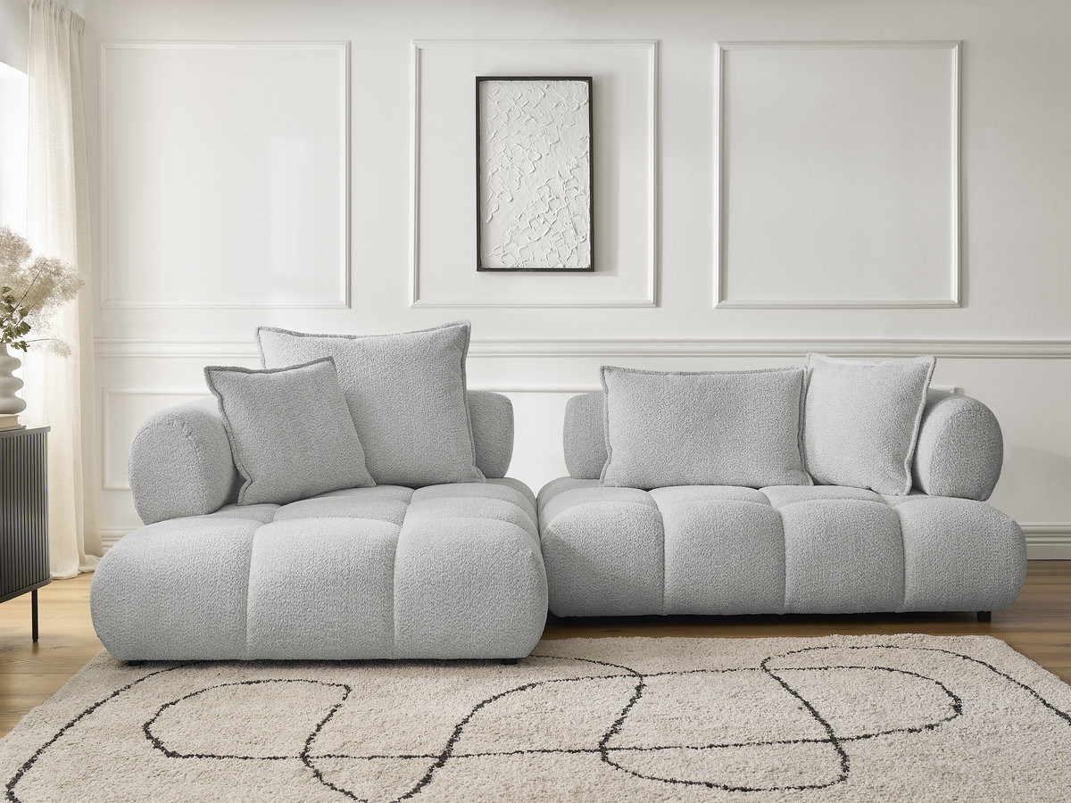 Bobochic Alya Ecksofa Bouclé-Stoff Hellgrau Ecke links