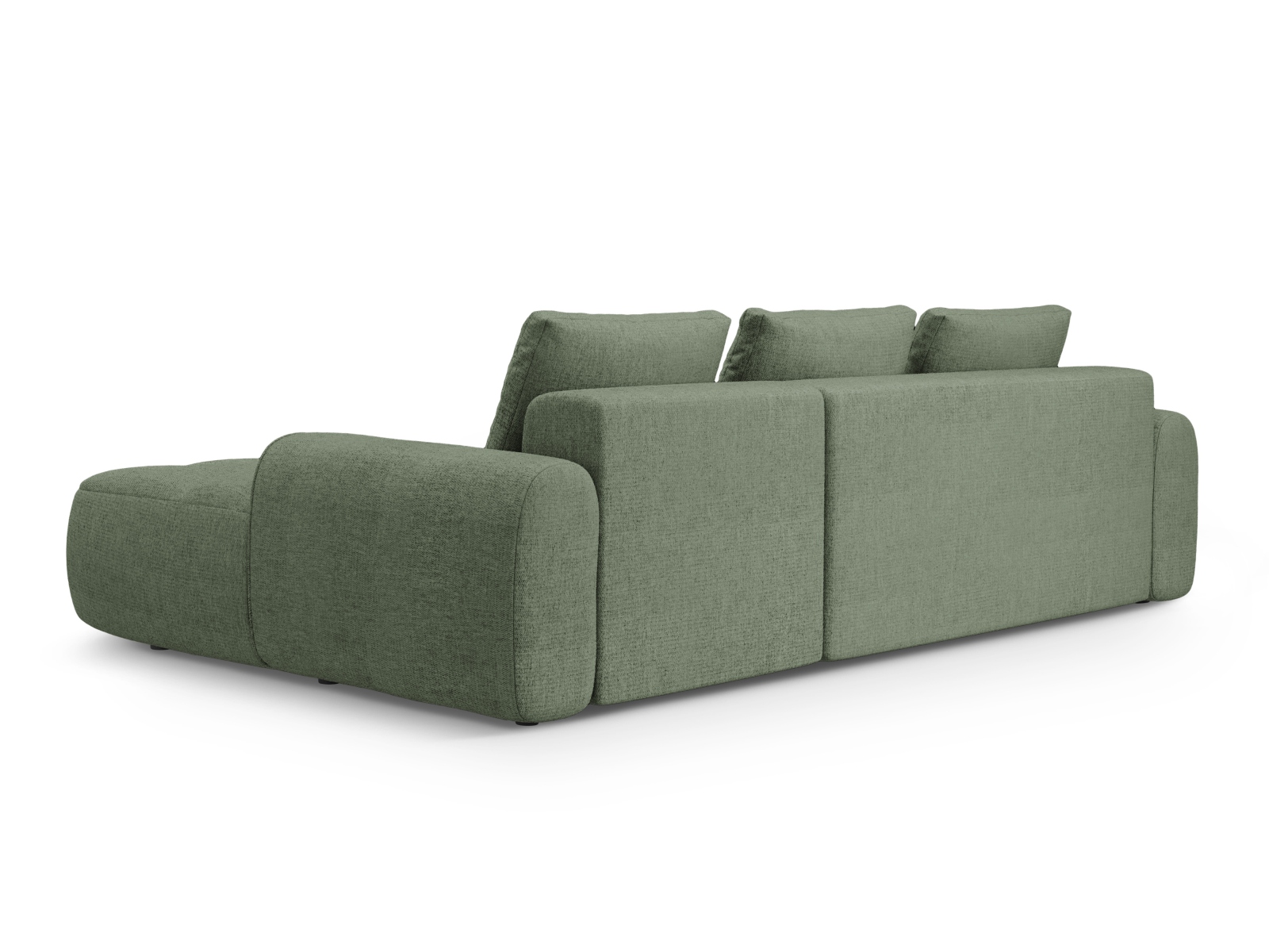 Cosmopolitan Design Ecksofa Linz 3-Sitzer mit Schlaffunktion Strukturierter Stoff Sorella Dunkles Olivgrün Rechts