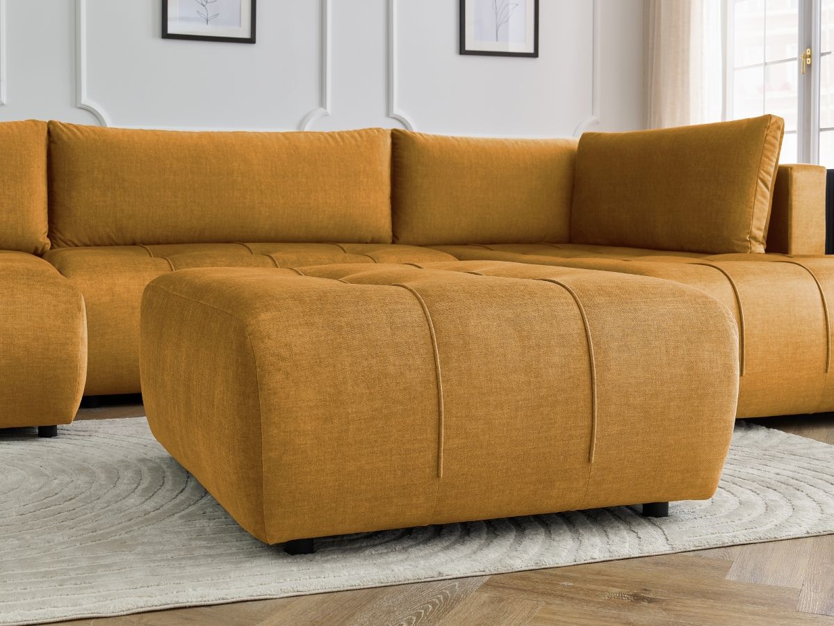 Bobochic Arsene Wohnlandschaft mit Pouf Samt Gelb Ecke links
