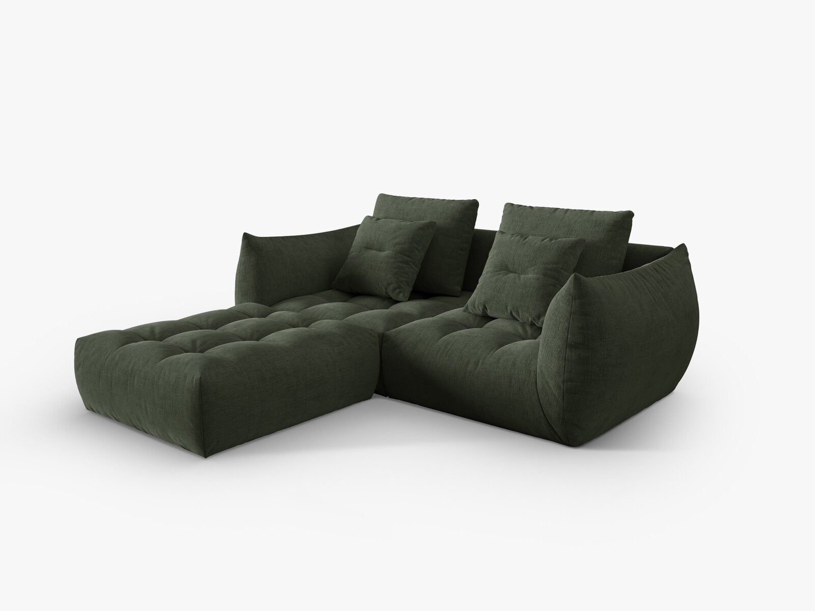 Micadoni Ecksofa Bloom 3-Sitzer Strukturierter Stoff Wind Moosgrün