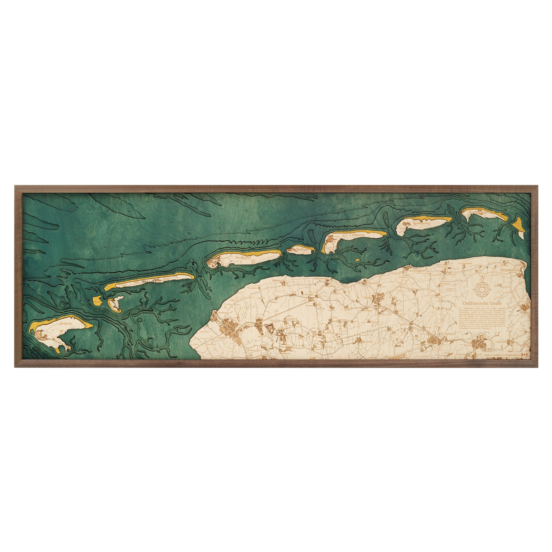 Cutting Brothers 3D Holz-Wandkarte Ostfriesische Inseln 122x40.5 cm