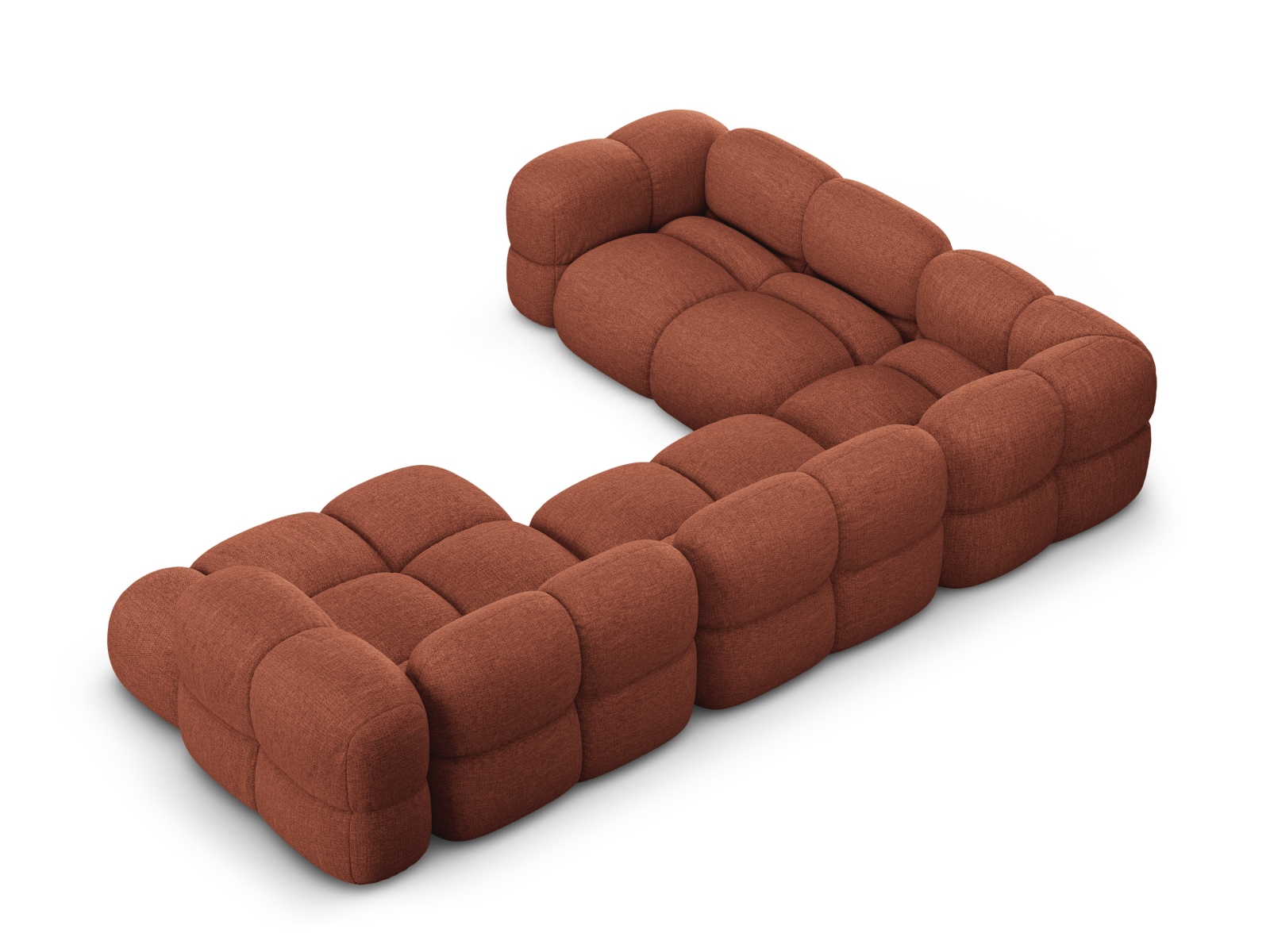 Cosmopolitan Design Panoramasofa Loretto 5-Sitzer Strukturierter Stoff Sorella Koralle Links