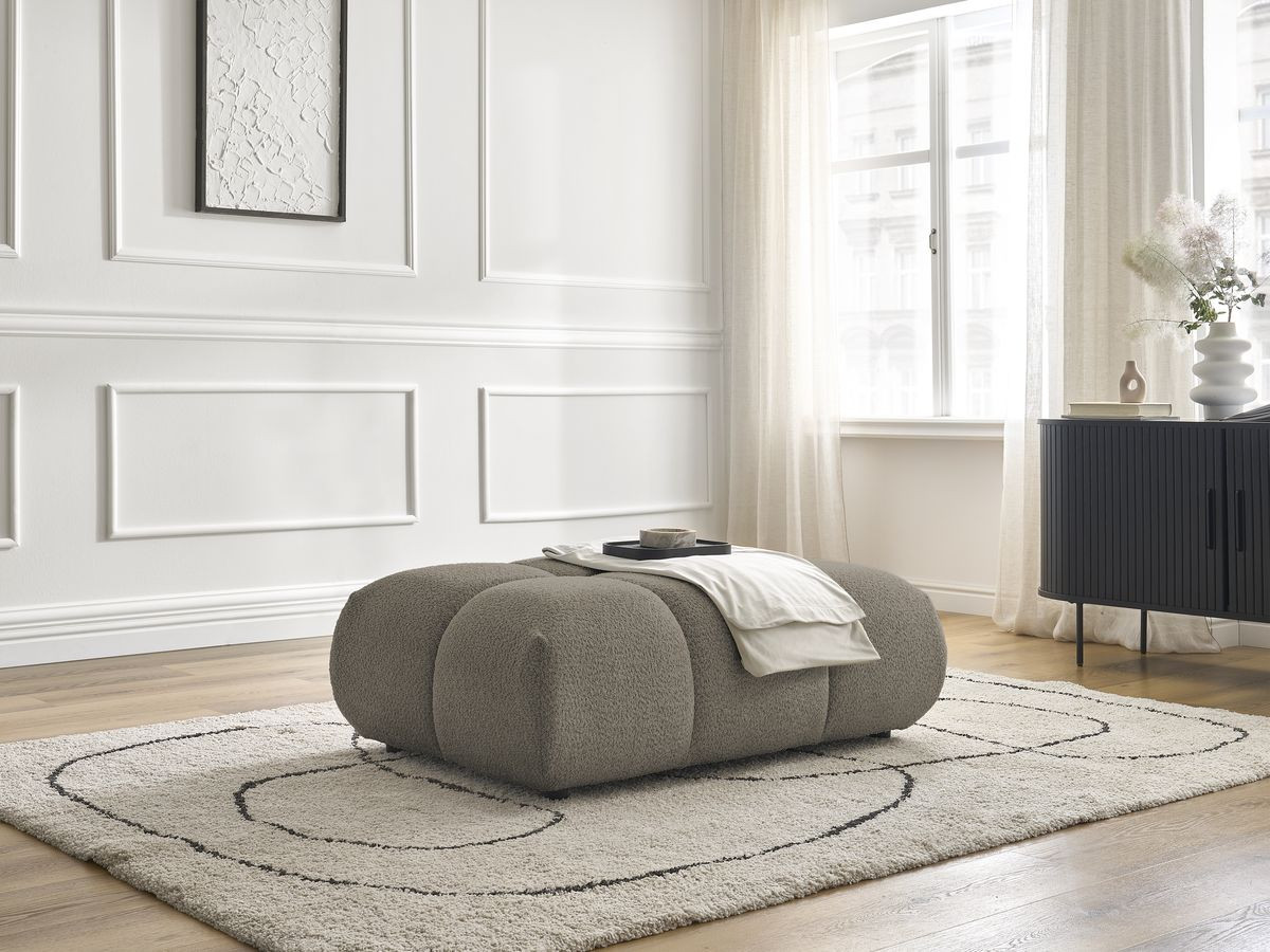 Bobochic Alya Pouf Bouclé-Stoff Taupe