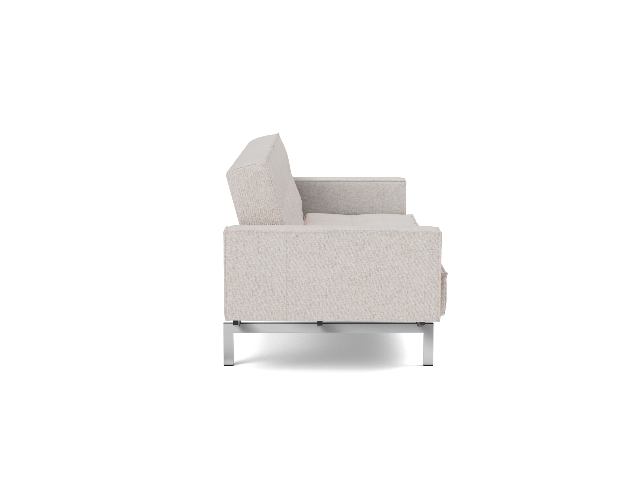 Schlafsofa Splitback mit Armlehnen Strukturierter Stoff Weda 300-Weda-Sand Beine Chrom
