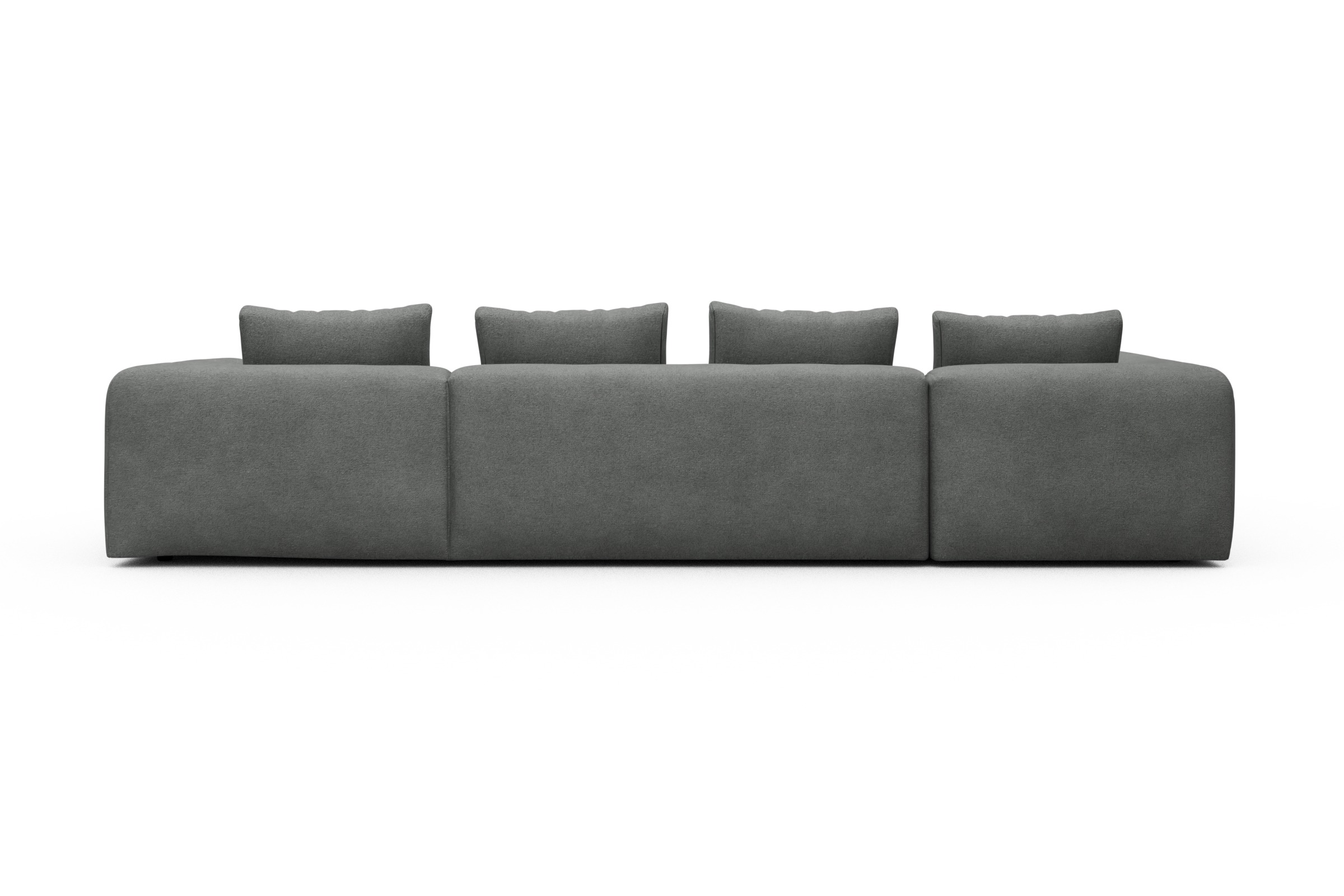 Wohnlandschaft Fred Chaiselongue rechts mit 2-Sitzer und lange Armlehne links Boucle-Ash-Grey