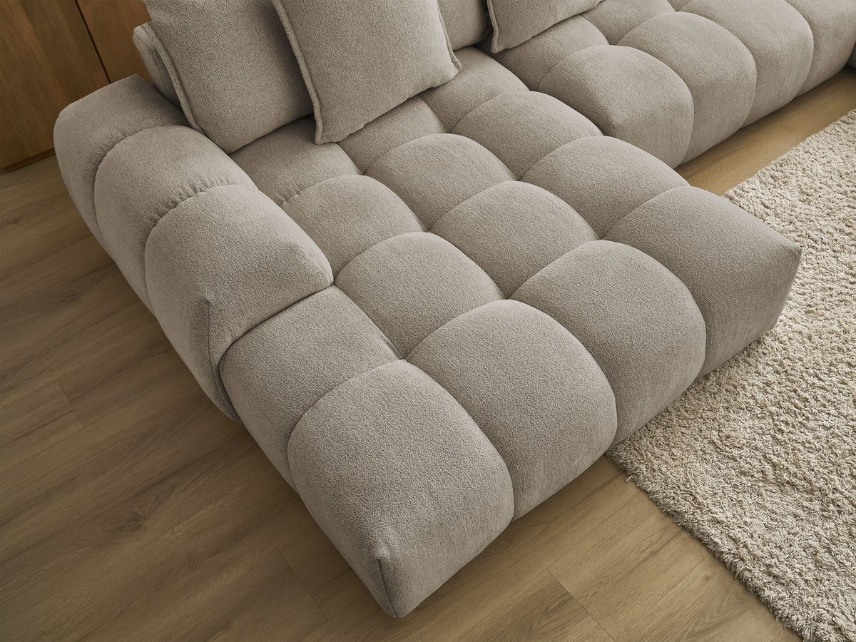 Bobochic Everest Wohnlandschaft, 14 Kissen Melange-Stoff Taupe Ecke links