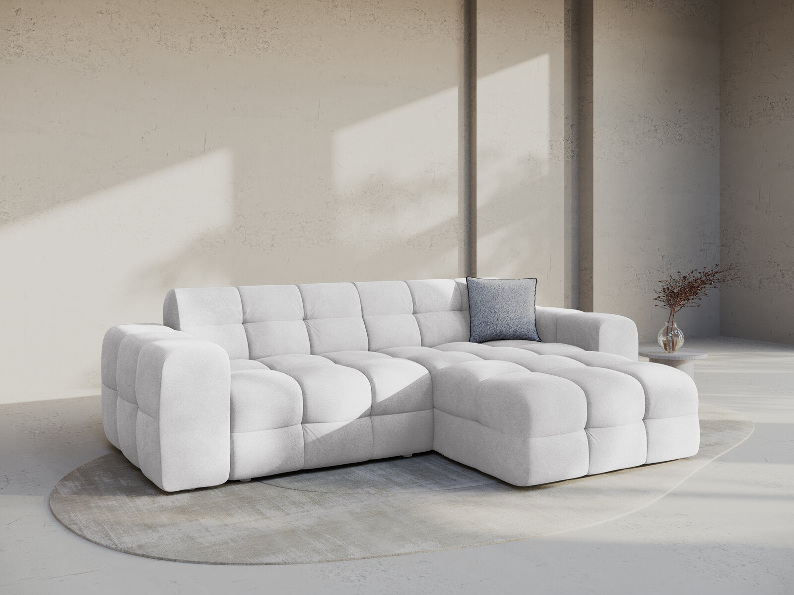 Micadoni Ecksofa Kendal 4-Sitzer Rechts Samt Magic Velvet Hellgrau