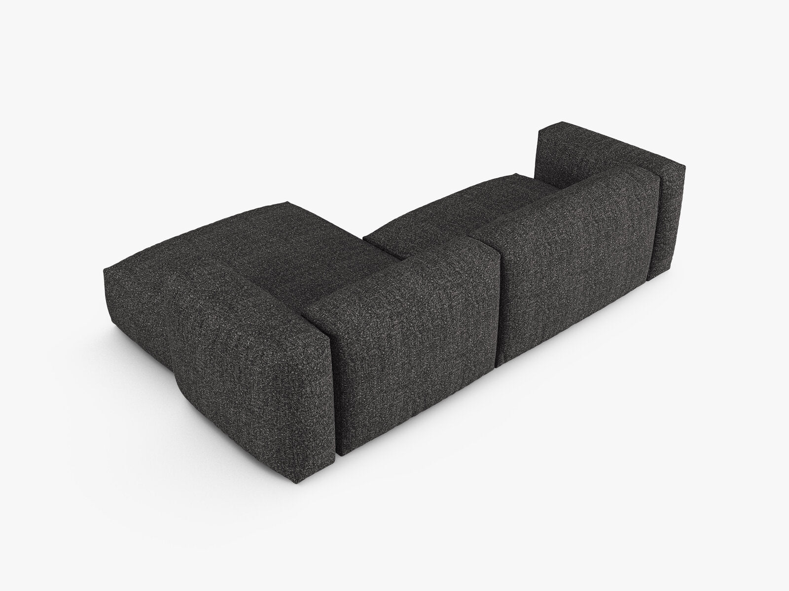 Micadoni Ecksofa Martina 2-Sitzer 90cm Sitztiefe Rechts Boucle Monet Anthrazit