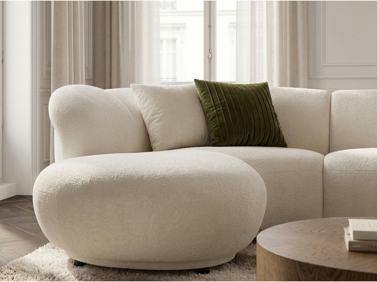 Bobochic Nora Ecksofa Chenille Weiß Ecke links