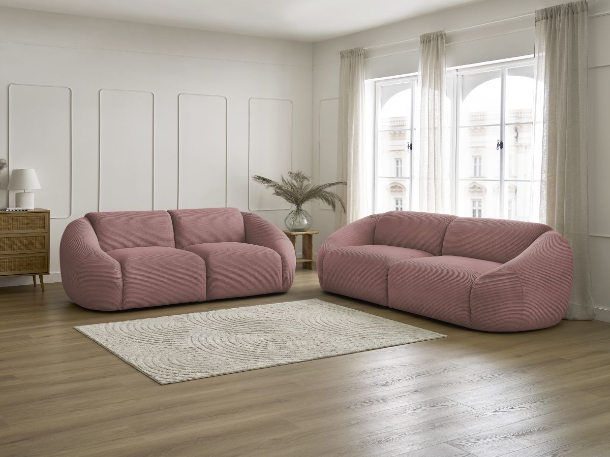 Bobochic Tina Sofa 5-Sitzer Cordsamt Rosa