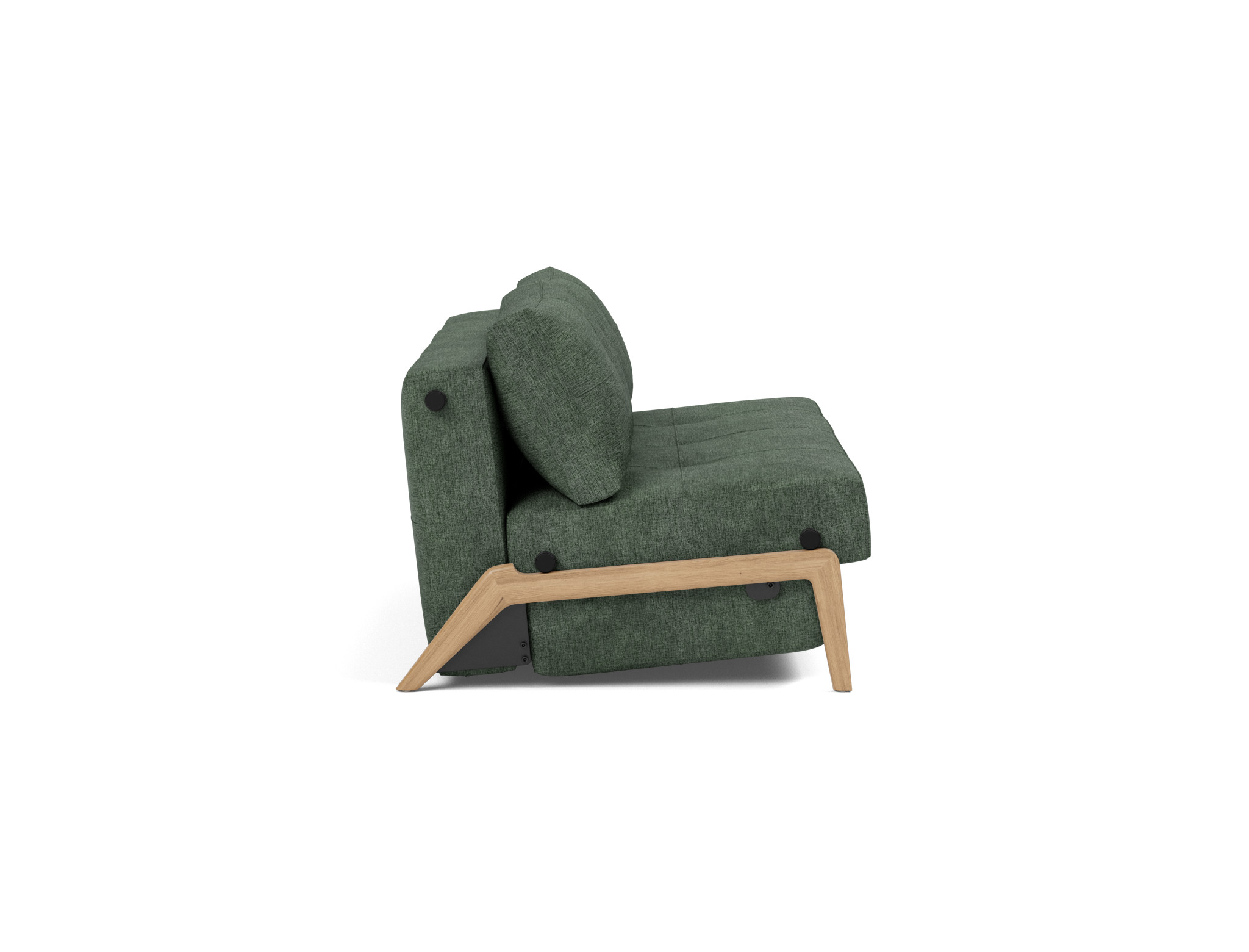 Schlafsofa Cubed 160 Flachgewebe Avella 281-Pine-Green Beine Eiche