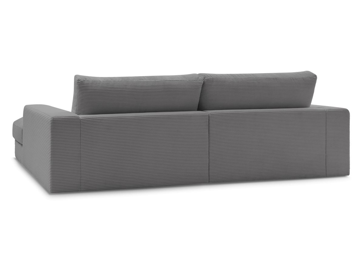 Bobochic Leonard Ecksofa mit Pouf 274 × 159 cm Cordsamt Dunkelgrau Ecke links