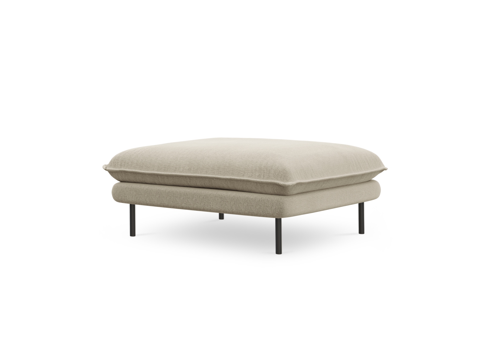 Cosmopolitan Design Pouf Vienna Strukturierter Stoff Positano Beige Beine Schwarzes Metall