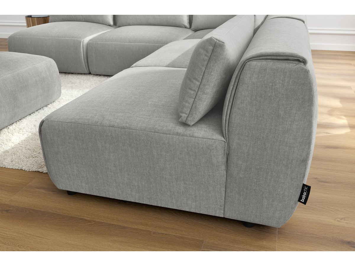 Bobochic Jeanne Ecksofa mit Pouf Samt Hellgrau