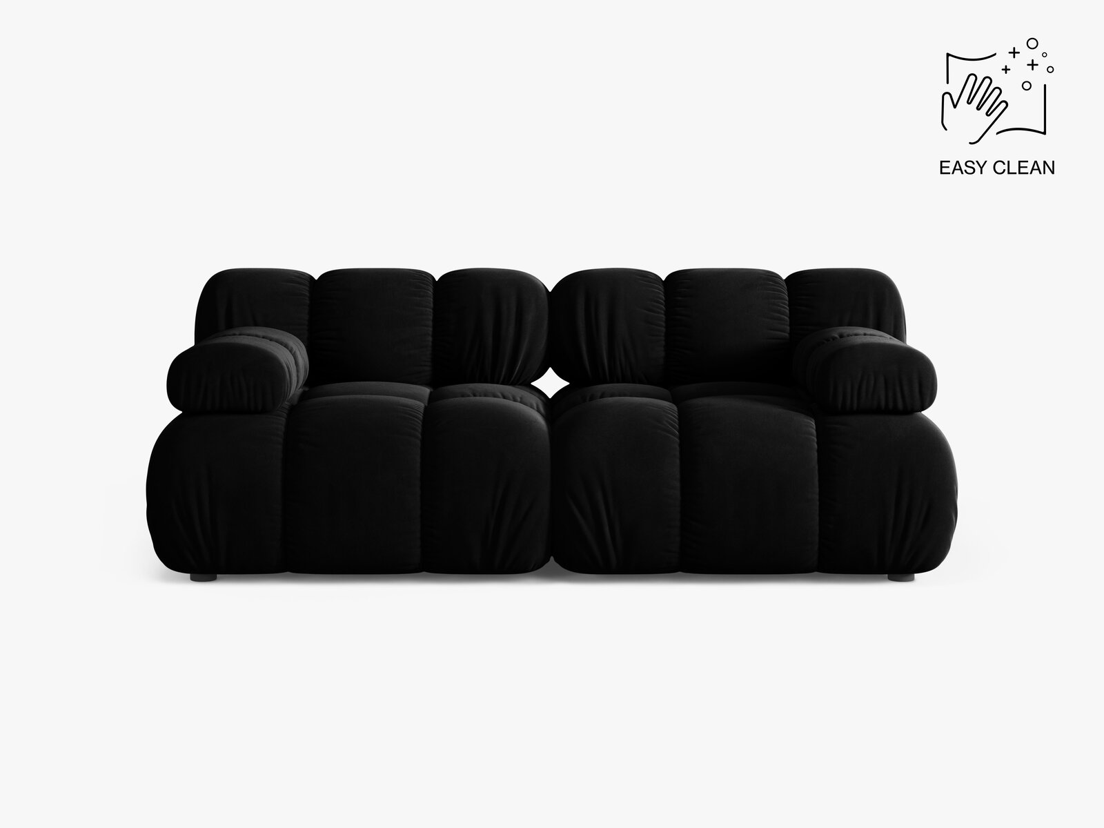 Micadoni Modulares Sofa Bellis 2-Sitzer Samt Venus Schwarz
