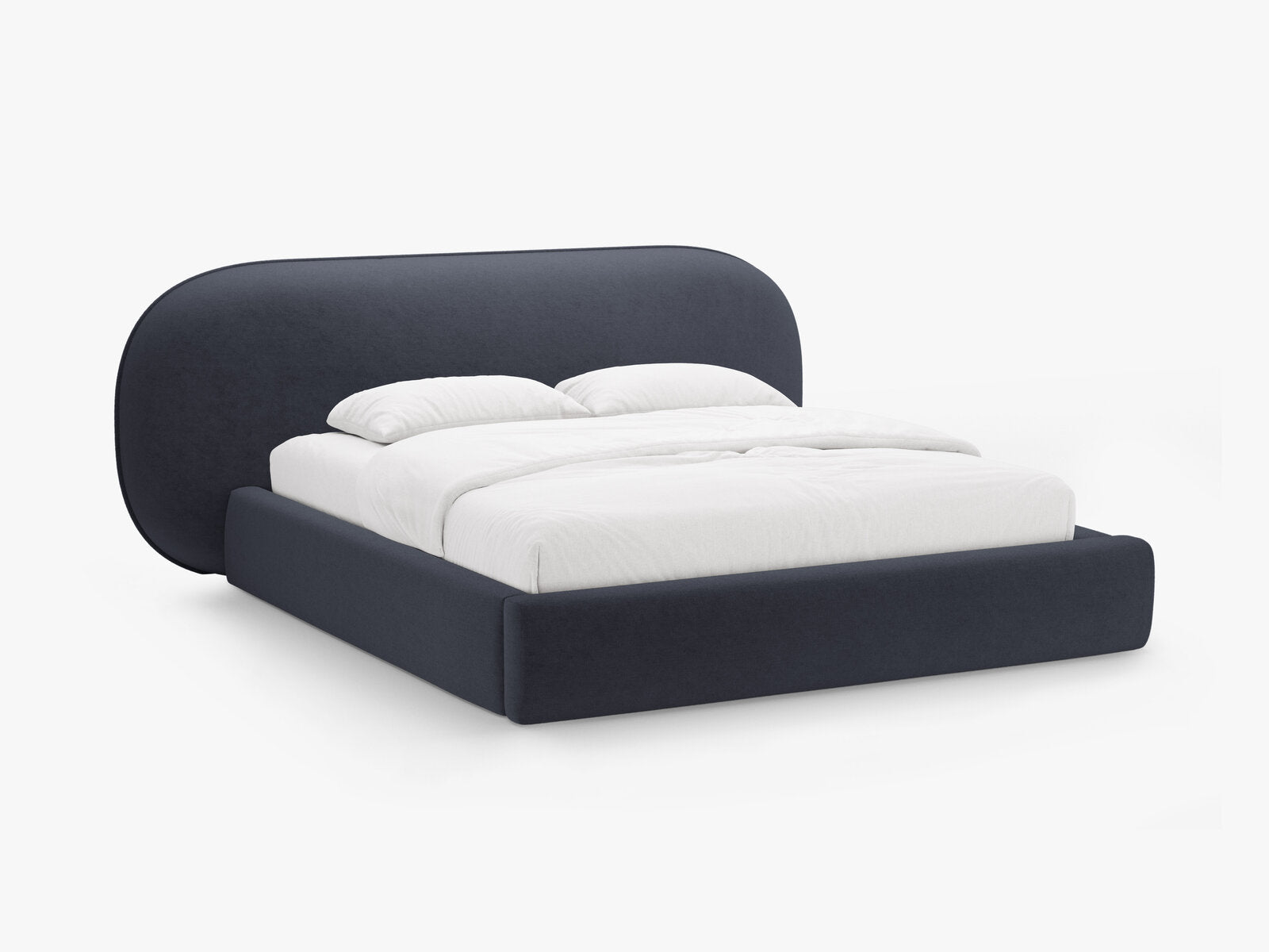 Micadoni Stauraumbett mit Kopfteil Ovalo Chenille Perfect Harmony Dunkelblau 140x200