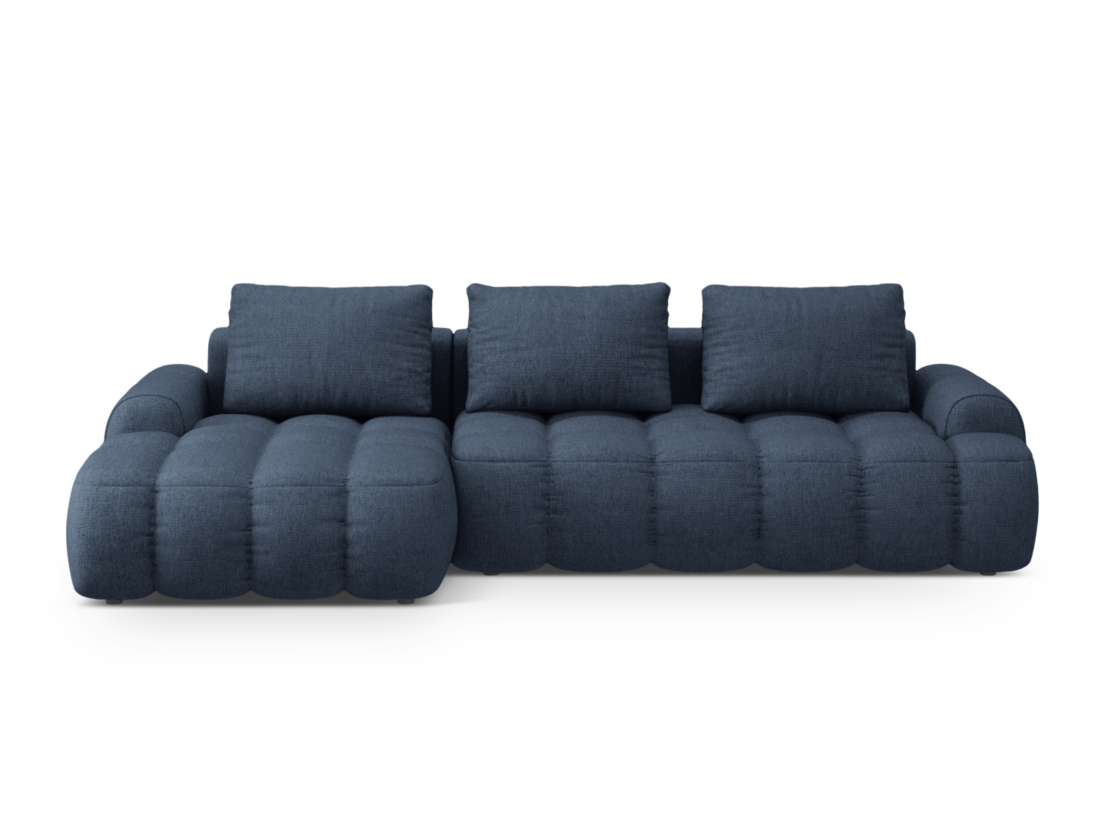 Cosmopolitan Design Ecksofa Linz 3-Sitzer mit Schlaffunktion Strukturierter Stoff Sorella Dunkelblau Links