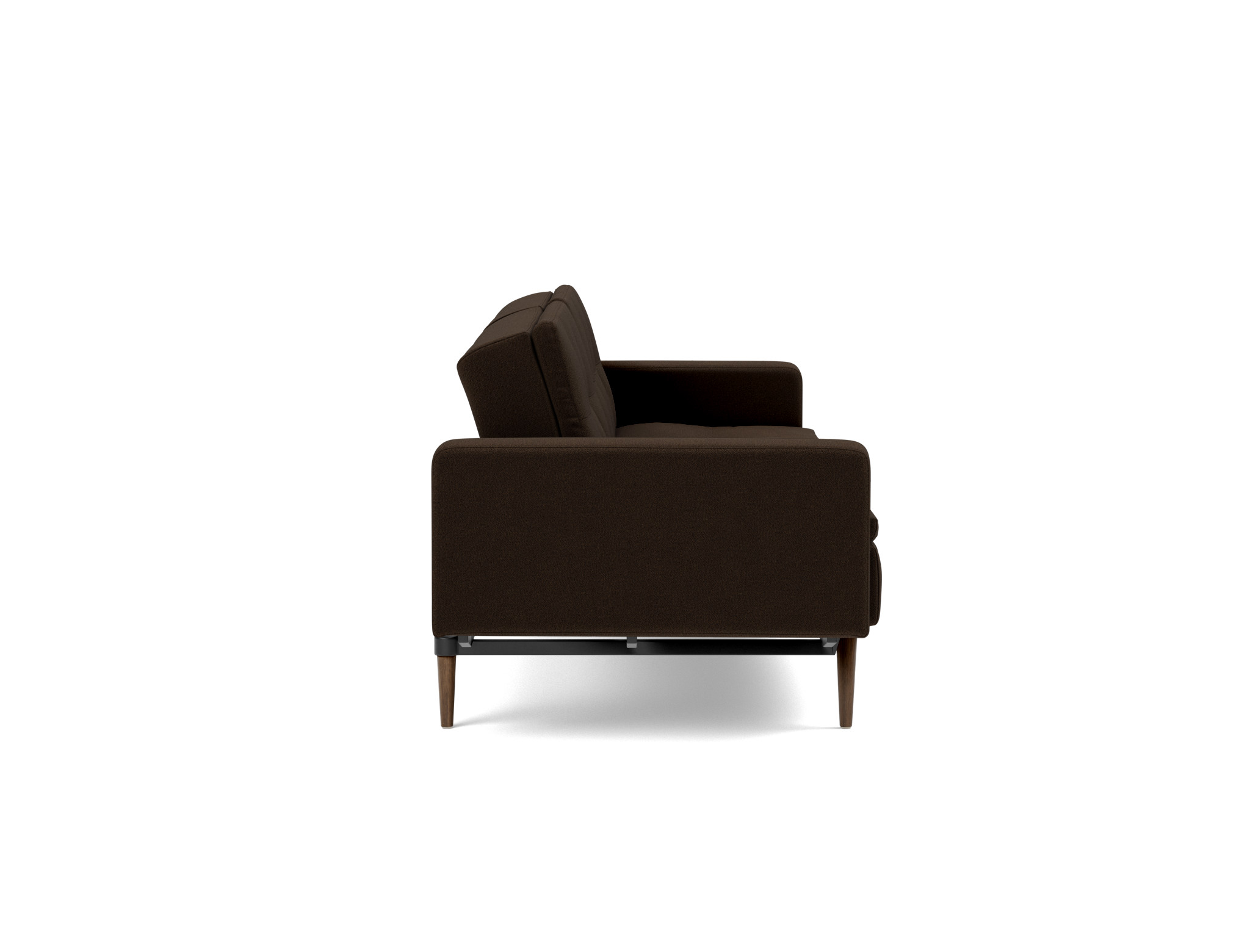 Schlafsofa Dublexo mit Armlehnen Strukturierter Stoff Taura 358-Chocco Beine Styletto Eiche dunkel