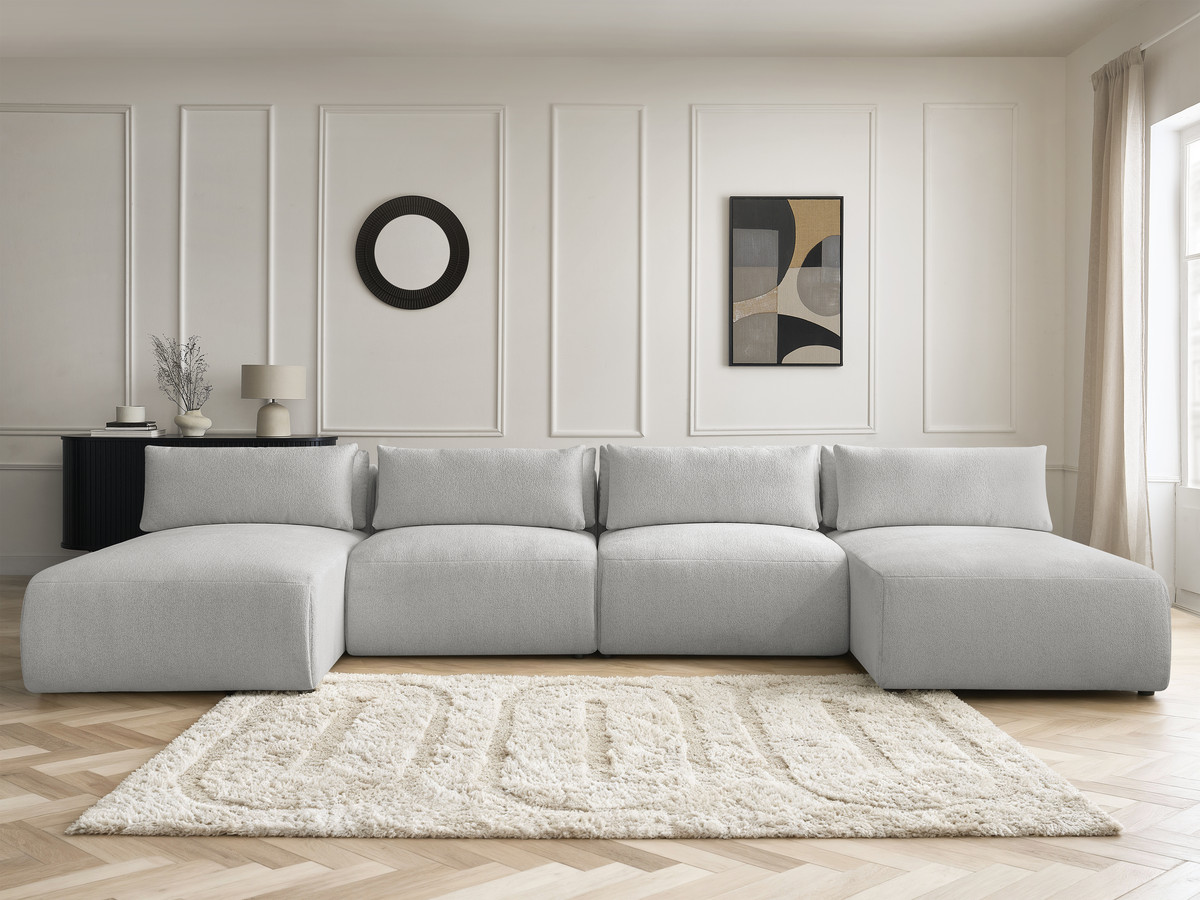 Bobochic Jana Wohnlandschaft Melange-Stoff Hellgrau