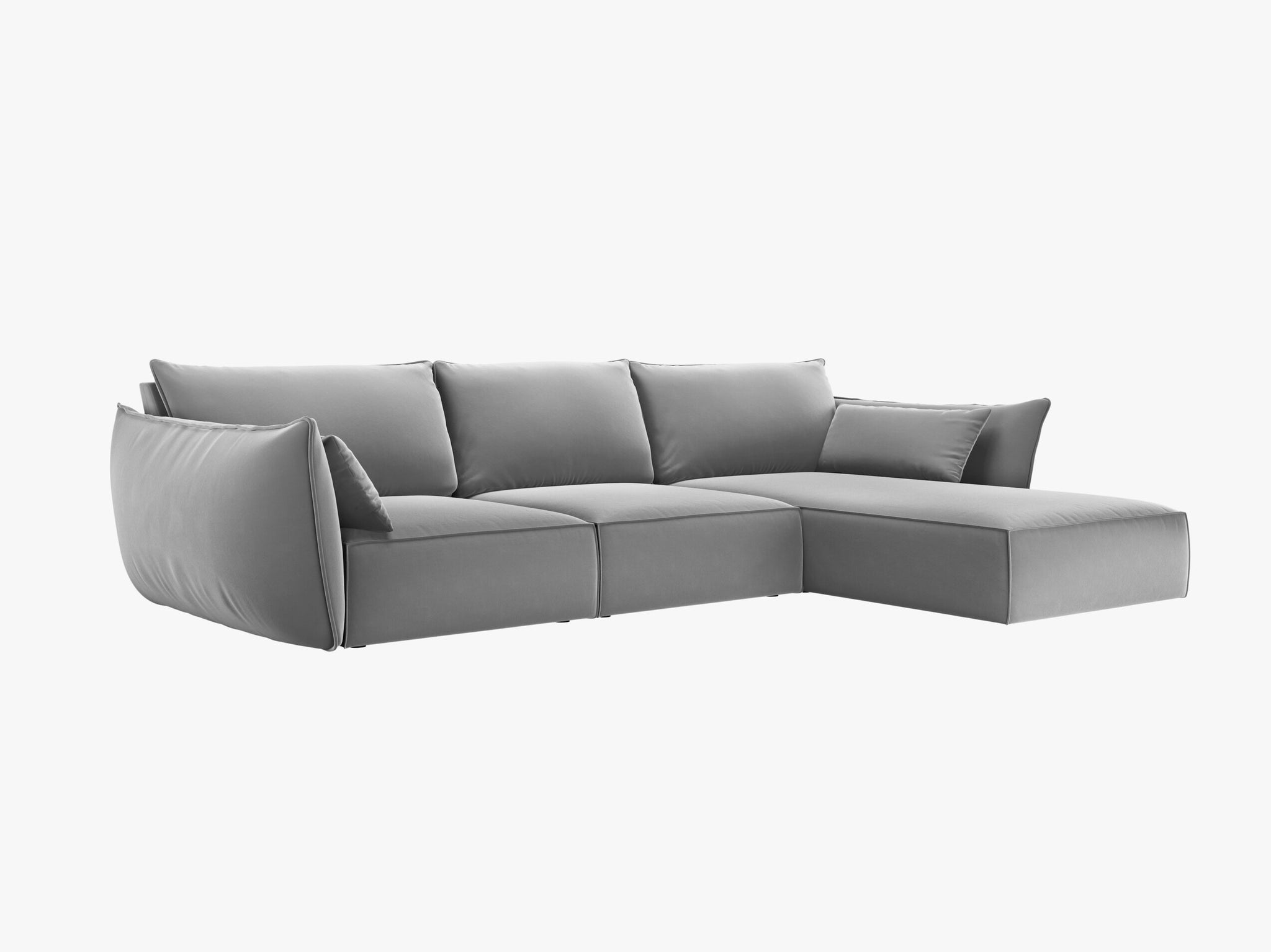 Micadoni Ecksofa Kaelle 4-Sitzer Rechts Samt Bluvel Grau