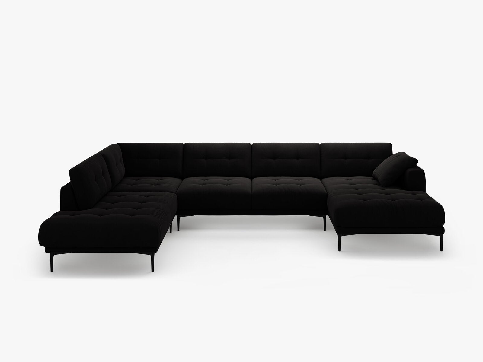 Micadoni Panorama Ecksofa Bemy 7-Sitzer Links Samt Schwarz