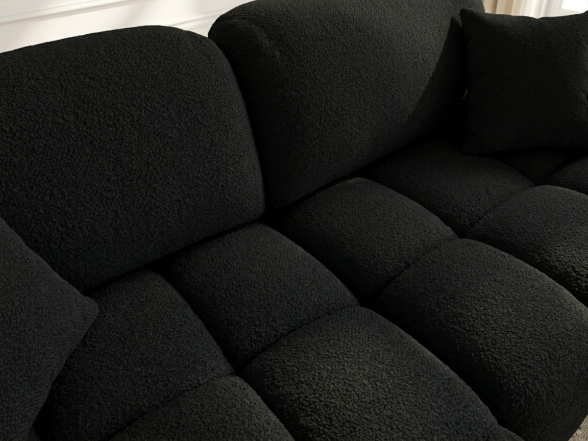 Bobochic Madison Ecksofa mit Schlaffunktion und Bettkasten Stoff Schwarz