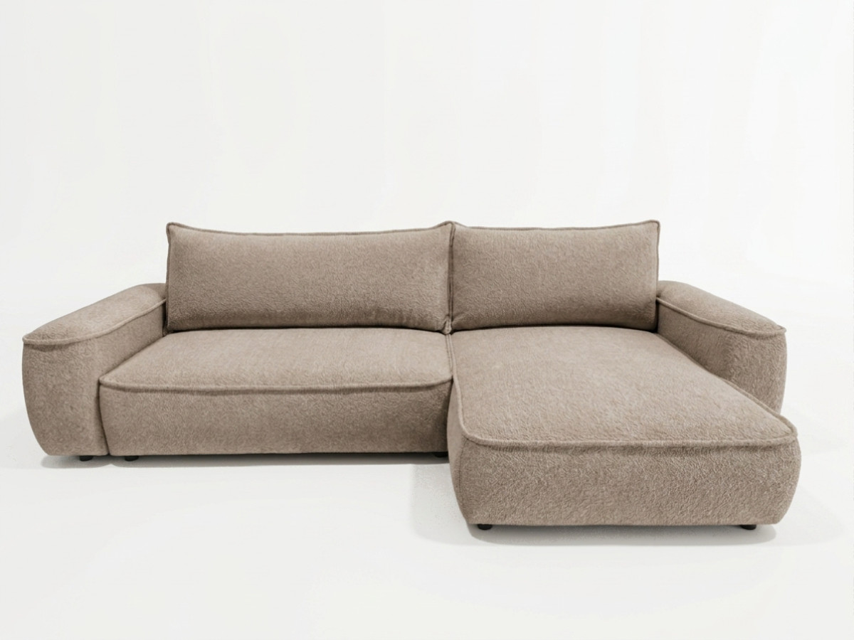 Bobochic Honore Ecksofa mit Schlaffunktion und Bettkasten Chenille Taupe
