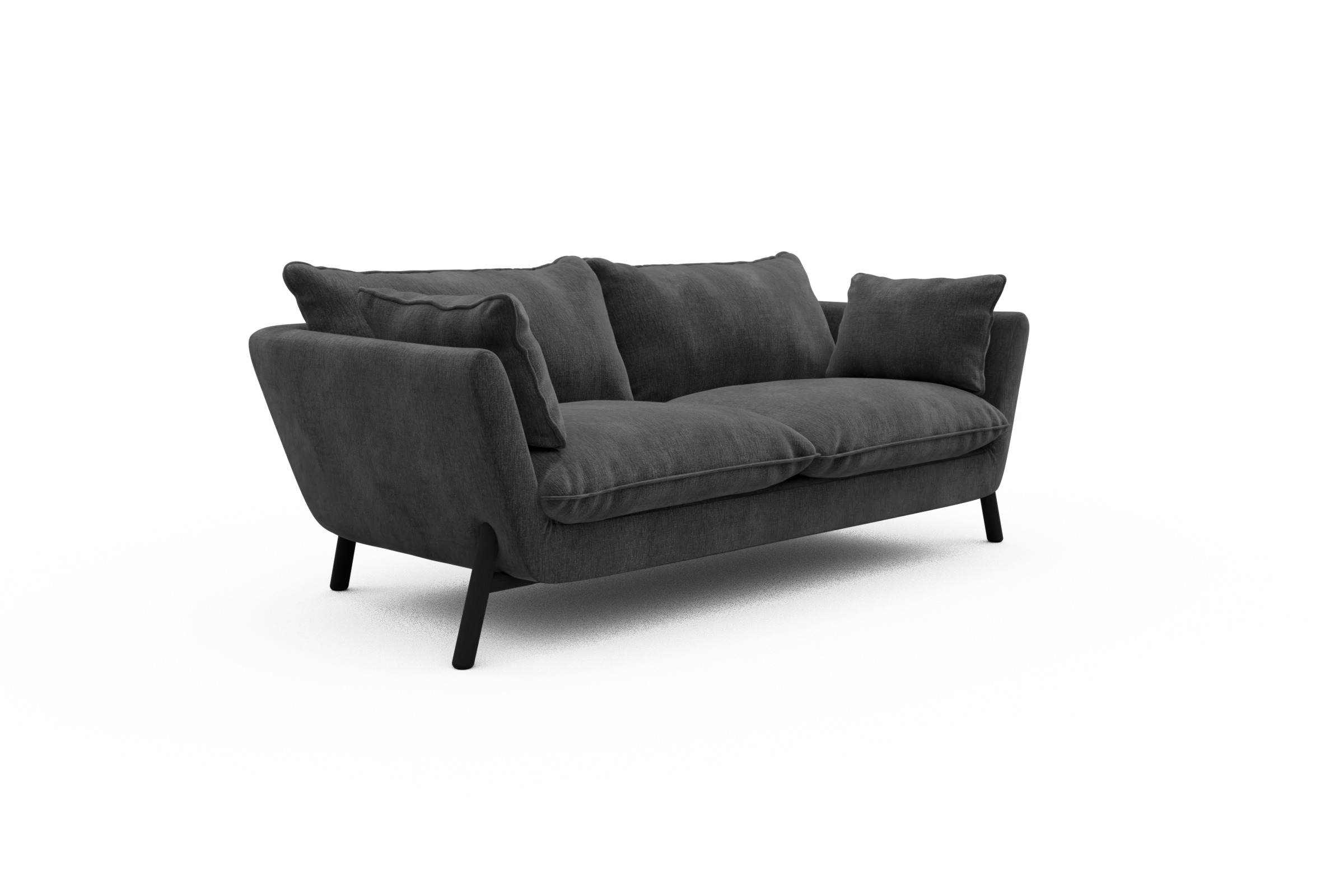 Sofa Emil PREMIUM 2-Sitzer Beinfarbe Eiche Schwarz Smooth-Deep-Warm-Grey