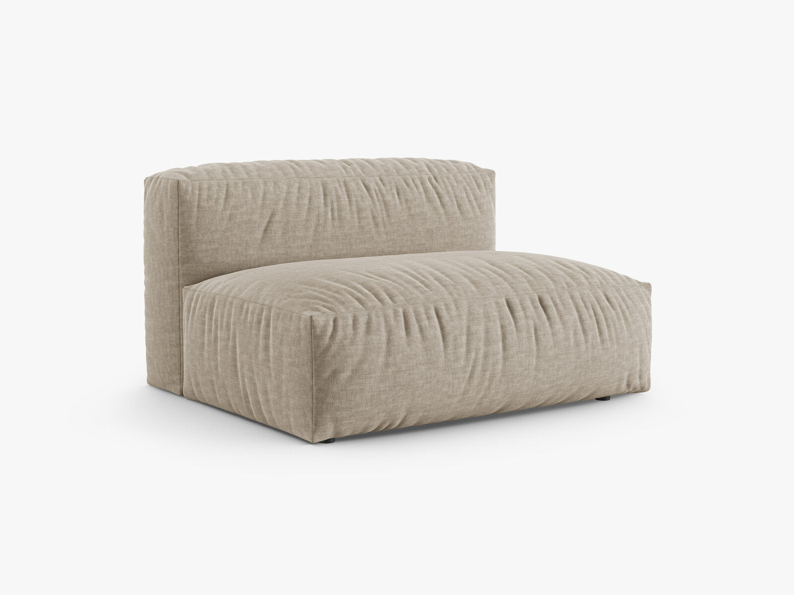 Micadoni Mittelmodul Martina 1-Sitzer Groß 90cm Sitztiefe Strukturierter Stoff Boston Helles Beige