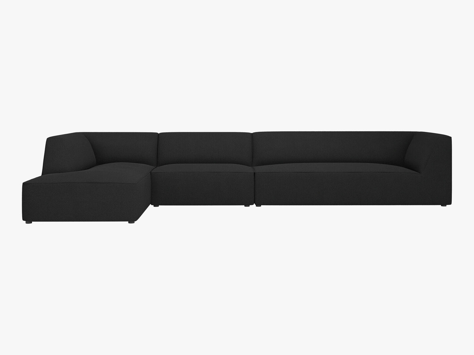 Micadoni Ecksofa Ruby 5-Sitzer Links Strukturierter Stoff Ottawa Schwarz