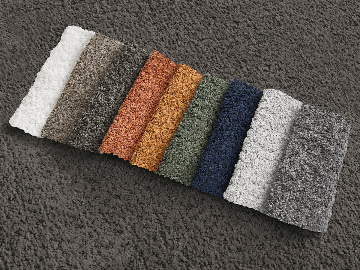 Bobochic Montaigne Schlafsofa 3-Sitzer mit Bettkasten und Pouf Bouclé-Stoff Braun