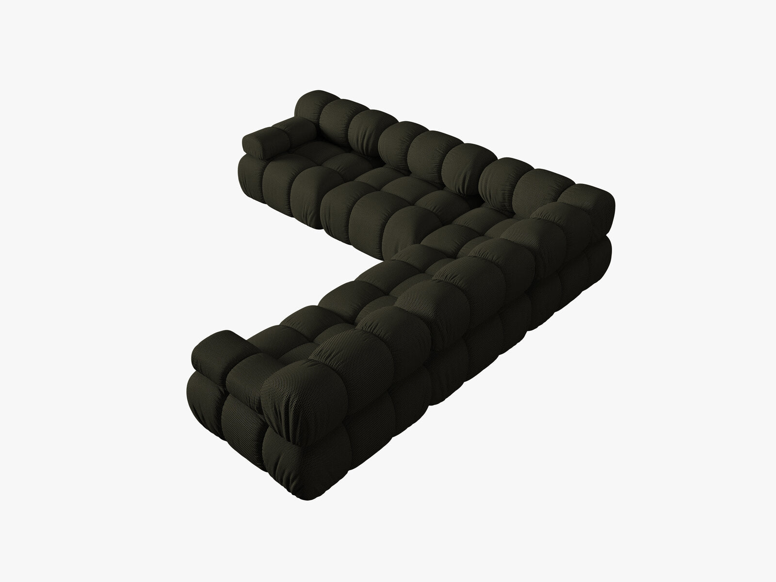 Micadoni Symmetrisches Ecksofa Bellis 5-Sitzer 3D-Stoff Sonic Amazonas Grün