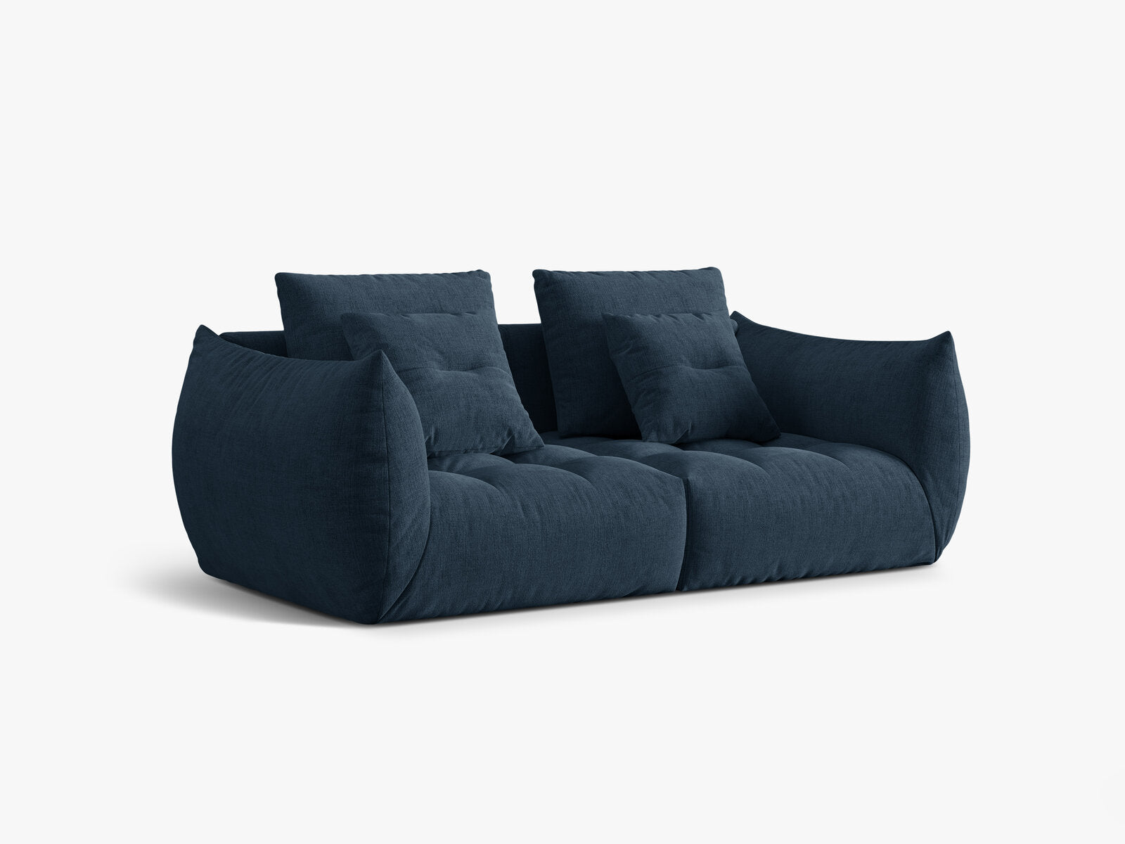 Micadoni Sofa Bloom 3-Sitzer Strukturierter Stoff Wind Marineblau