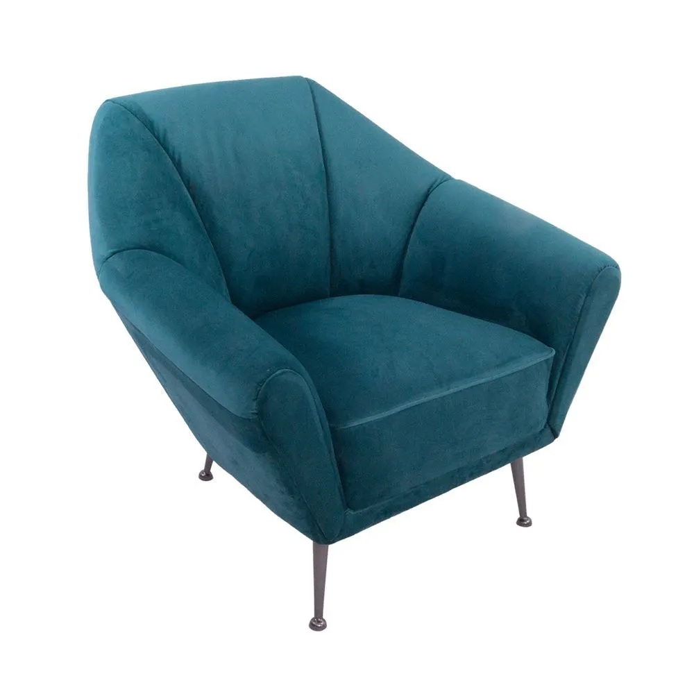 Clubsessel Galabria Peacock Blue Samt Edelstahl