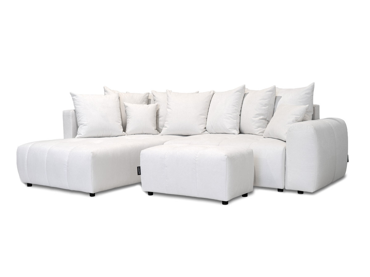 Bobochic Roxelane Ecksofa mit Schlaffunktion und Bettkasten und Pouf