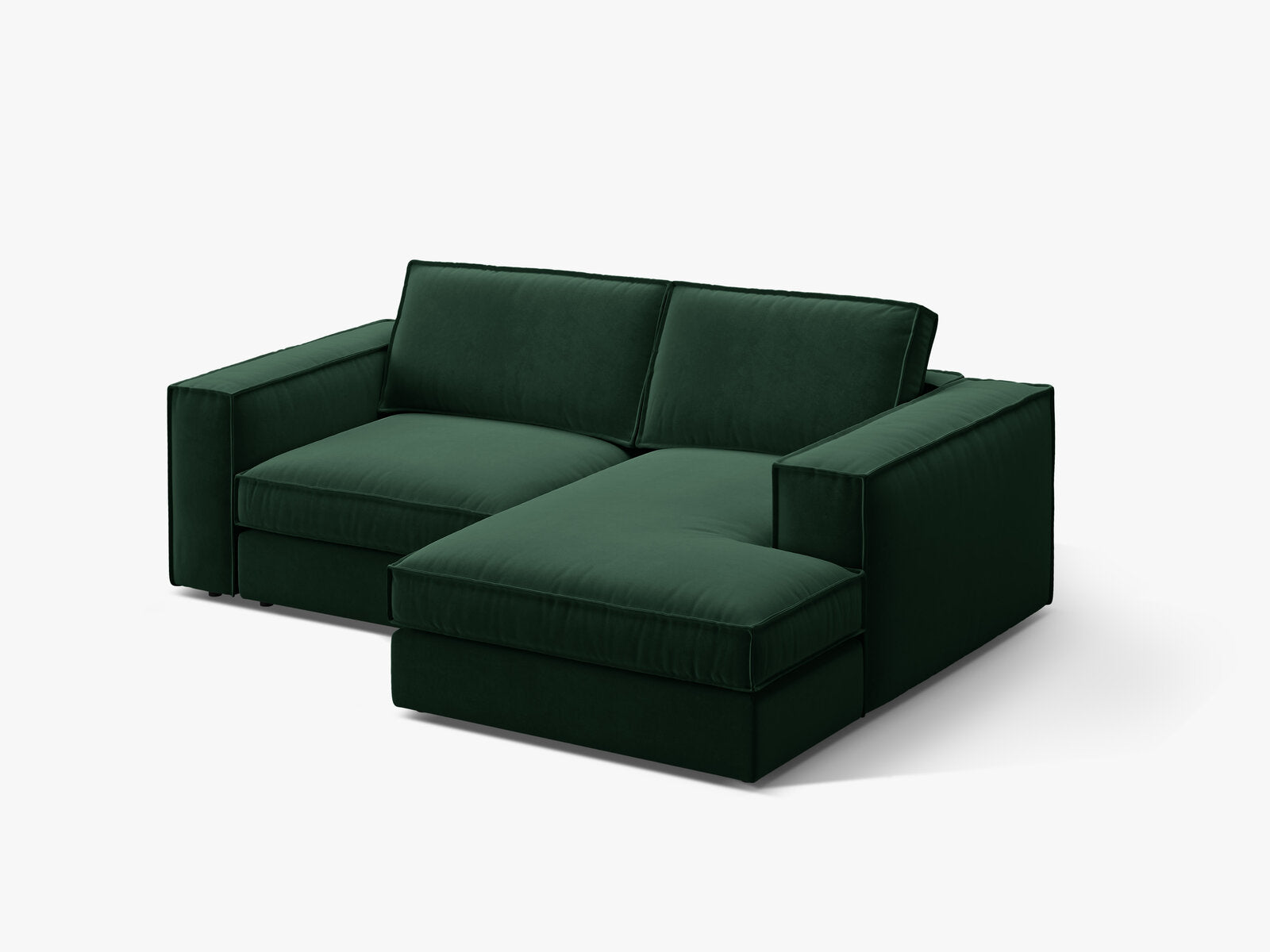 Micadoni modulares Ecksofa Pola 2-Sitzer kleine Version Rechts Samt Salvador Flaschengrün