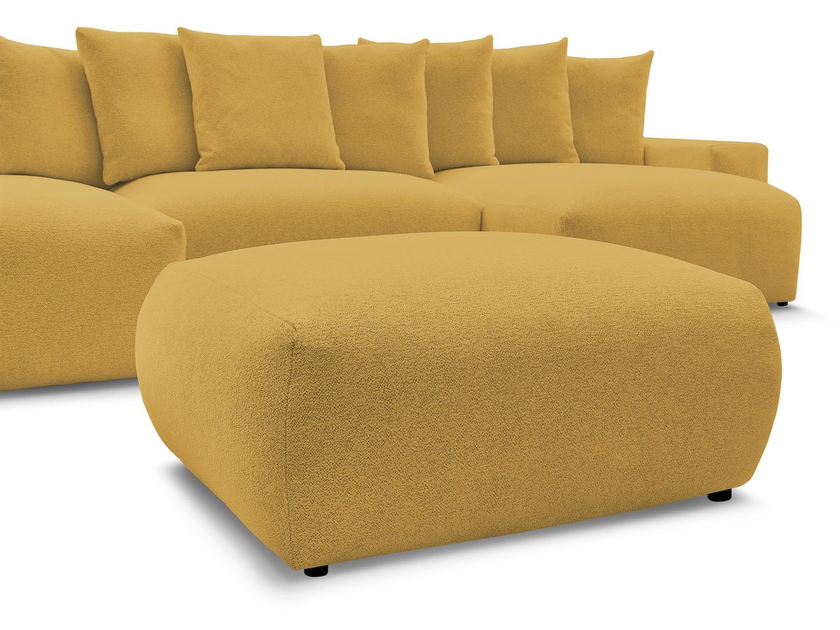 Bobochic Voltaire Wohnlandschaft mit Pouf 420 × 174 cm, Liegefläche 135 × 345 cm Melange-Stoff Gelb