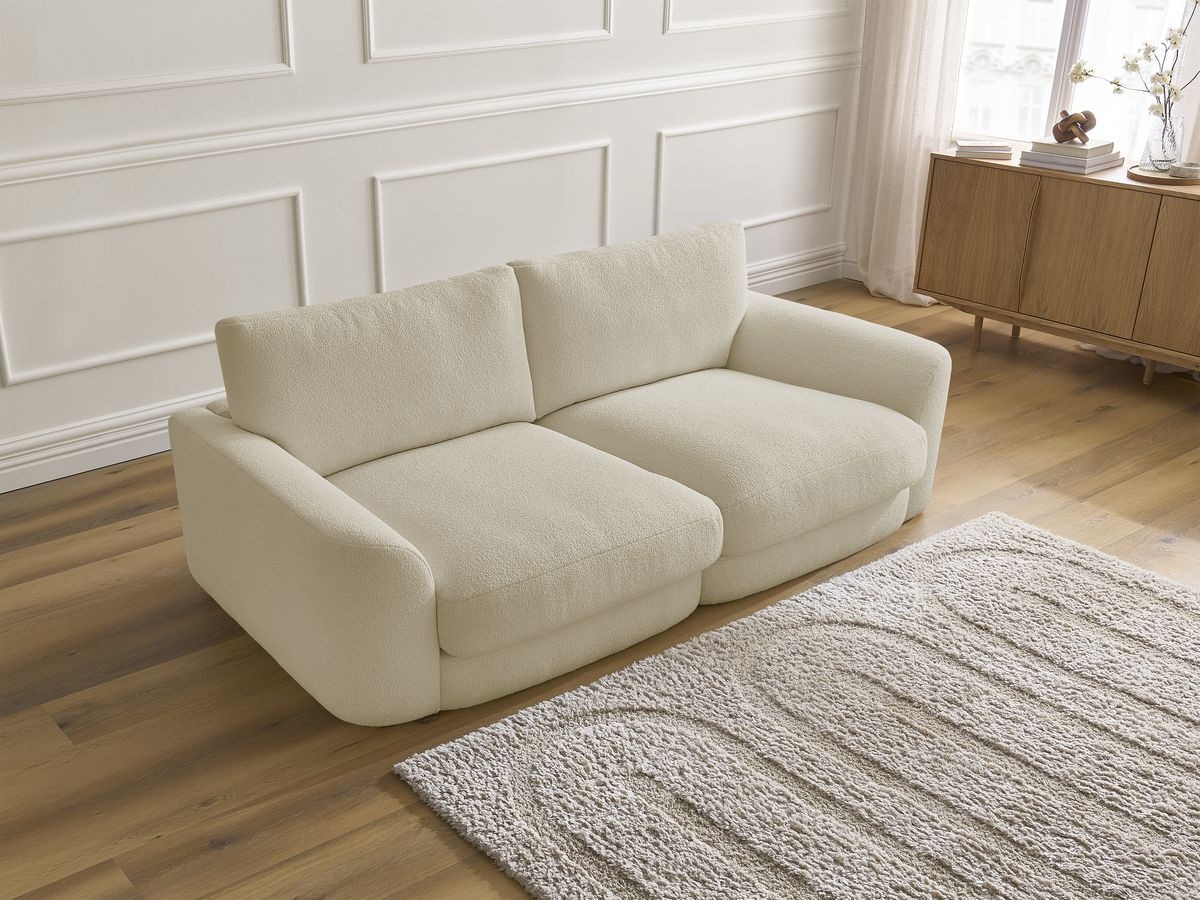 Bobochic Leonore Sofa 3-Sitzer Bouclé-Stoff Beige